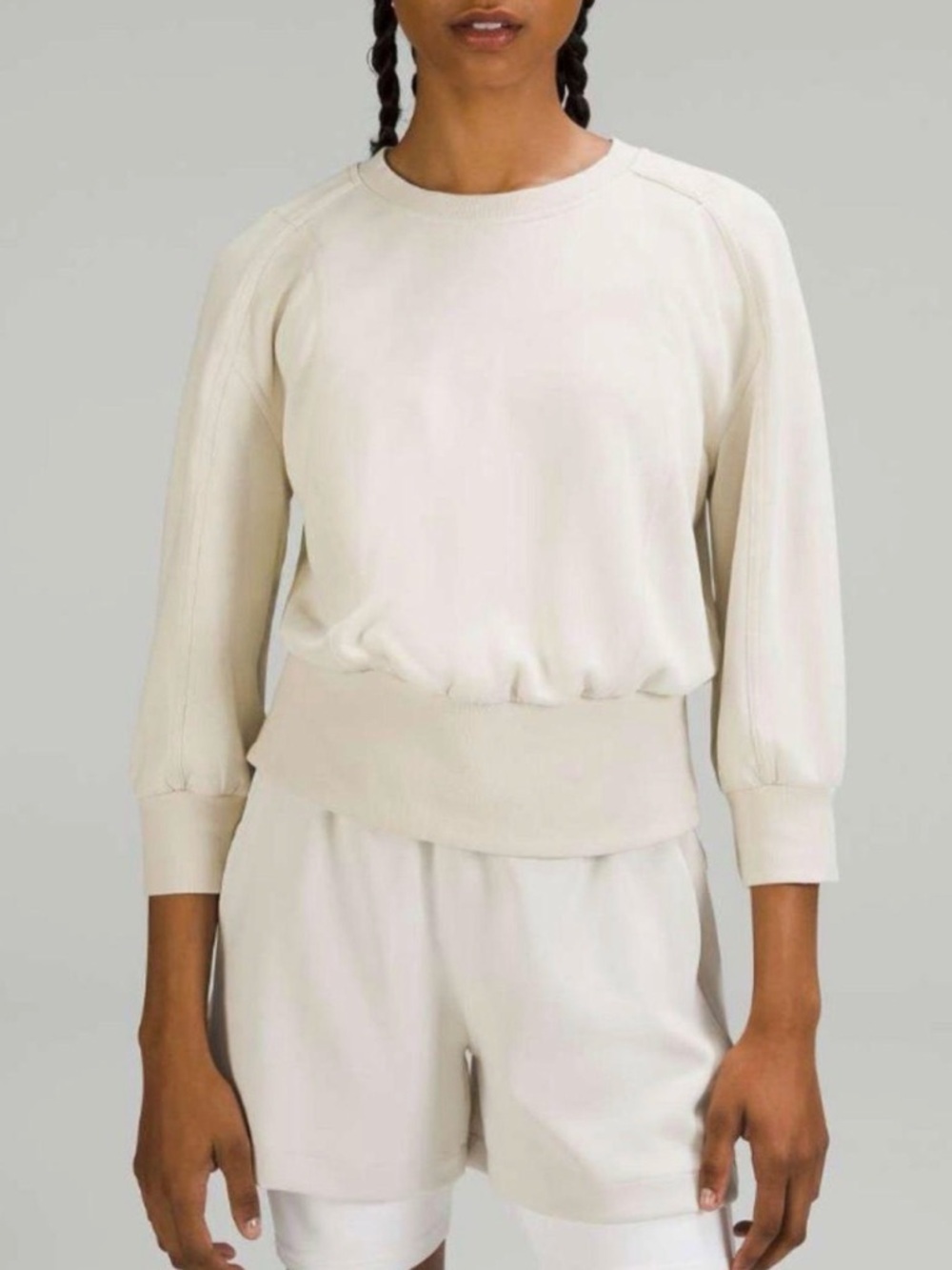 Lululemon Softstreme Ribbed-Hem Pullover Sweatshirt Natural Ivory size 6